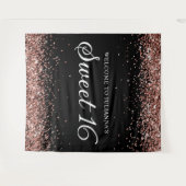 バラ金ゴールドグリッターとブラックスウィート16へようこそ タペストリー (正面(横))