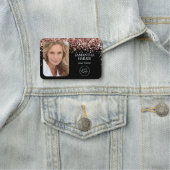 バラ金ゴールドグリッターとブラックロゴと写真 名札 (インサイチュ)