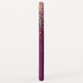 バラ金ゴールドグリッターとブルゴーニュモノグラムの Case-Mate iPhoneケース (裏面/右)