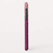 バラ金ゴールドグリッターとブルゴーニュモノグラムの Case-Mate iPhoneケース (裏面/左)