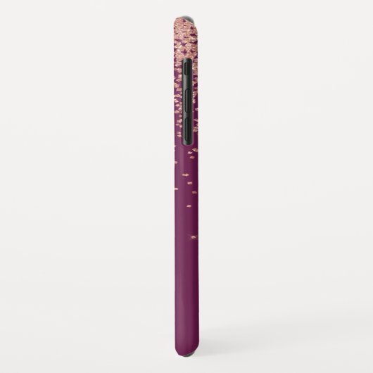 バラ金ゴールドグリッターとブルゴーニュモノグラムの Case-Mate iPhoneケース (裏面/左)