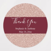 バラ金ゴールドグリッターとブルゴーニュ結婚ーズありがとう ラベル (デザイン2)