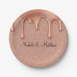 バラ金ゴールドグリッターとメタリックドライ結婚プス ペーパープレート