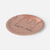 バラ金ゴールドグリッターとメタリックドライ結婚プス ペーパープレート (アングル)