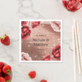 バラ金ゴールドグリッターとレッドローズ結婚ズ スタンダードカクテルナプキン (インサイチュ)