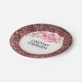 バラ金ゴールドグリッターとヴィンテージ結婚フラワーズ ペーパープレート (アングル)