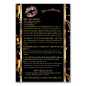 バラ金ゴールドグリッターと大理石リップインストラクション テーブルナンバー (裏面)