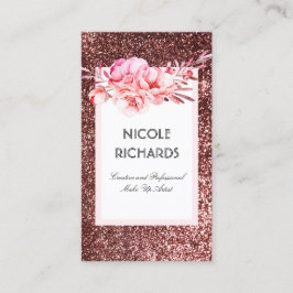 バラ金ゴールドグリッターと水彩花ヴィンテージ 名刺