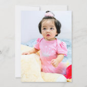 バラ金ゴールドグリッターとGlam第1誕生日写真 招待状 (裏面)