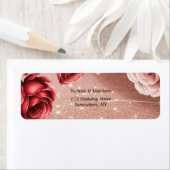 バラ金ゴールドグリッターとRed Roses 結婚のアドレス ラベル (インサイチュ)