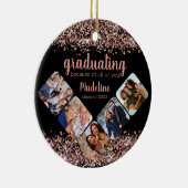 バラ金ゴールドグリッターのためにあなた5つの写真の卒業生 セラミックオーナメント (右)