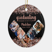 バラ金ゴールドグリッターのためにあなた5つの写真の卒業生 セラミックオーナメント (左)