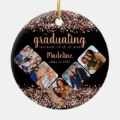 バラ金ゴールドグリッターのためにあなた5つの写真の卒業生 セラミックオーナメント (裏面)