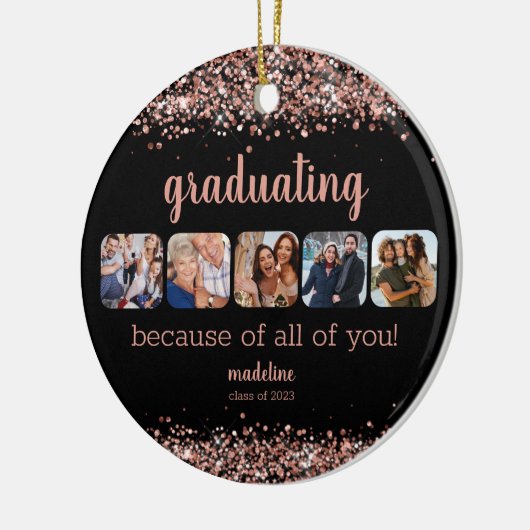 バラ金ゴールドグリッターのためにあなた5フォトグラード セラミックオーナメント (左)