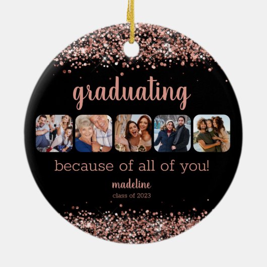 バラ金ゴールドグリッターのためにあなた5フォトグラード セラミックオーナメント (裏面)