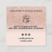 バラ金ゴールドグリッターのスクリプトのレトロな順序 スクエア名刺 (裏面)