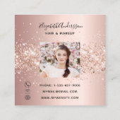 バラ金ゴールドグリッターの写真 スクエア名刺 (裏面)