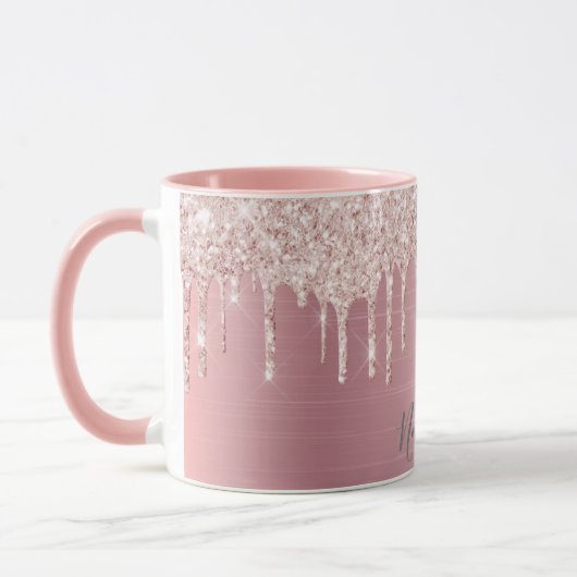 バラ金ゴールドグリッターはメタリック名を乾燥ガーリーさせる マグカップ (左)