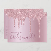 バラ金ゴールドグリッターは私の花嫁になる インビテーションポストカード (正面/裏面)