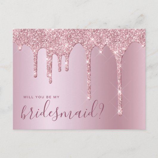 バラ金ゴールドグリッターは私の花嫁になる インビテーションポストカード (正面)