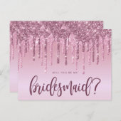 バラ金ゴールドグリッターは私の花嫁になる インビテーションポストカード (正面/裏面)