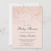 バラ金ゴールドグリッターは赤面ベビーシャワーを輝かせる 招待状 (正面)