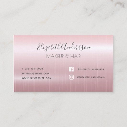 バラ金ゴールドグリッターは金属メイクアップ毛を乾燥させる 名刺 (裏面)