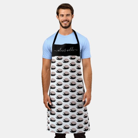 バラ金ゴールドグリッターまつげパーソナライズされたサロン エプロン (着用した状態)