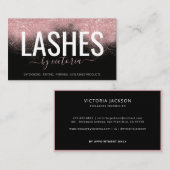 バラ金ゴールドグリッターまつ毛技術者ブラックピンク 名刺 (正面/裏面)