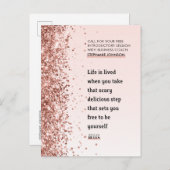 バラ金ゴールドグリッターやる気を起こさせる引用文事業 案内ポストカード (正面/裏面)