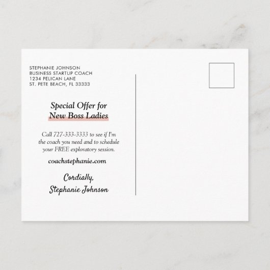 バラ金ゴールドグリッターやる気を起こさせる引用文事業 案内ポストカード (裏面)