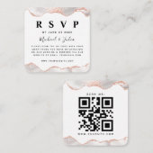 バラ金ゴールドグリッターアガテグラムQRコードウェディングRSVP エンクロージャーカード (正面/裏面)