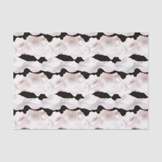 バラ金ゴールドグリッターアガート白黒スワール 薄葉紙 (正面)