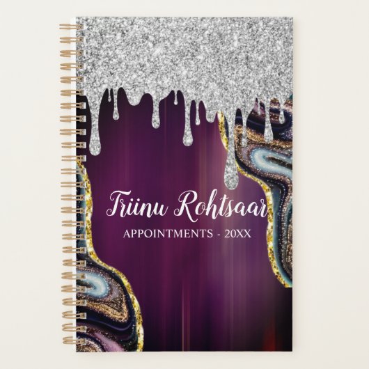 バラ金ゴールドグリッターアゲイト大理石モノグラム2023 プランナー手帳 (正面)