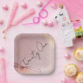 バラ金ゴールドグリッターアルコールインク21歳の誕生日パーティー ペーパープレート (パーティー)