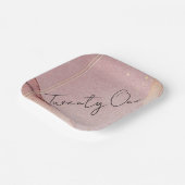 バラ金ゴールドグリッターアルコールインク21歳の誕生日パーティー ペーパープレート (傾斜あり)