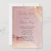 バラ金ゴールドグリッターアルコールインク21歳の誕生日パーティー 招待状 (正面)