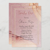 バラ金ゴールドグリッターアルコールインク21歳の誕生日パーティー 招待状 (正面/裏面)