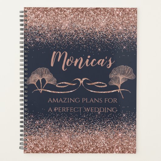 バラ金ゴールドグリッターイチョウ離れウェディングプランナー プランナー手帳 (正面)