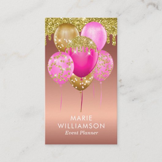 バラ金ゴールドグリッターイベントプランナーバルーン・アーティスト 名刺 (正面)