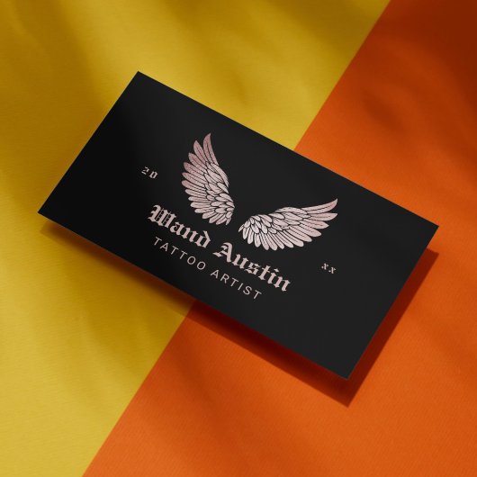 バラ金ゴールドグリッターウィングスタトゥーアーティスト 名刺