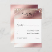 バラ金ゴールドグリッターウェディングRSVP 出欠カード (正面/裏面)