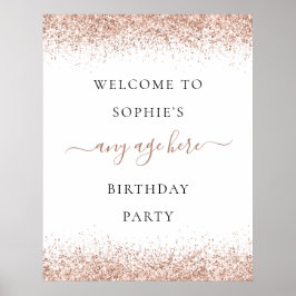 バラ金ゴールドグリッターウェルカムエイジ誕生日パーティー ポスター