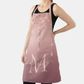 バラ金ゴールドグリッターエプロン名前をカスタムする及び手紙 エプロン (インサイチュ)