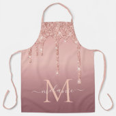 バラ金ゴールドグリッターエプロン名前をカスタムする及び手紙 エプロン (正面)