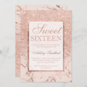 バラ金ゴールドグリッターエレガントシックスイート16 招待状 (正面/裏面)