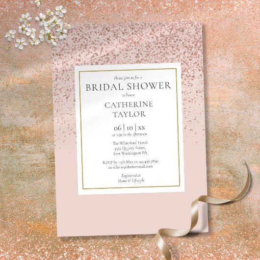 バラ金ゴールドグリッターエレガント金ゴールドブライダルシャワー 招待状