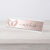 バラ金ゴールドグリッターエンジェルウィングスデスクネームプレート デスクネームプレート (正面)