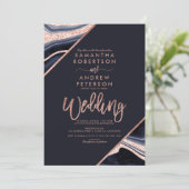 バラ金ゴールドグリッターエーゲート大理石タイポグラフィ結婚ズ 招待状 (スタンド正面)