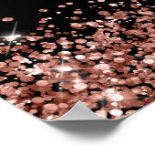 バラ金ゴールドグリッターオンブラック70th誕生日へようこそ ポスター (角)